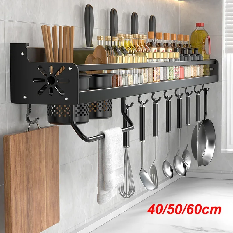 

Kitchen Storage Shelves Wall-mounted Spice Storage Rack Multifunctional Seasoning Knife Chopstick Spoon Shovel Storage Shelf