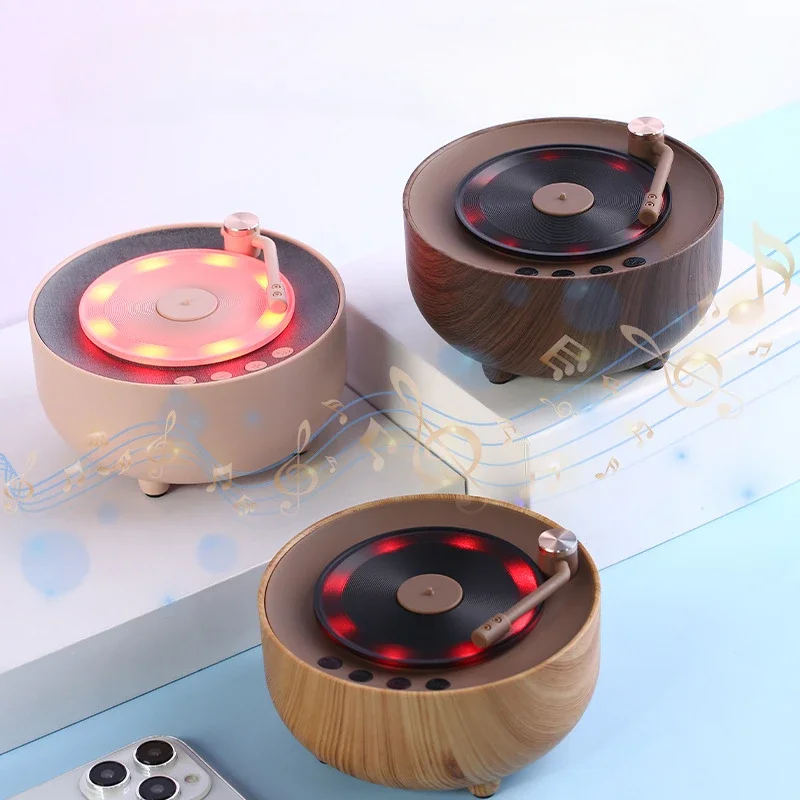 

Portable Retro Atomic Vinyl Record Player Wireless Bluetooth Speakers Home Bedroom Desktop Cool Lighting Speaker 블루투스 스피커