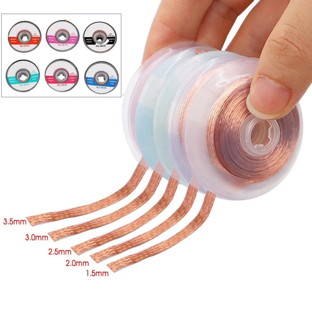 1Pcs 1.5M Length 1/1.5/2/2.5/3/3.5mm Welding Wires Desoldering Braid Solder Remover Wire Repair Tool Soldering Accessories
1Pcs 1.5M Length 1/1.5/2/2.5/3/3.5mm Welding Wires Desoldering Braid Solder Remover Wire Repair Tool Soldering Accessories