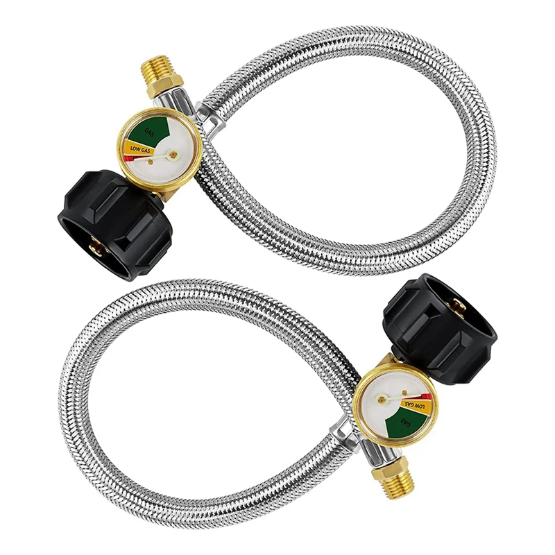 2 Pack 15 Inch RV Propane Hose RV Propane Hose With Gauge For 5-40Lb Tanks - Stainless Braided Propane Hose Quick Connect
2 Pack 15 Inch RV Propane Hose RV Propane Hose With Gauge For 5-40Lb Tanks - Stainless Braided Propane Hose Quick Connect