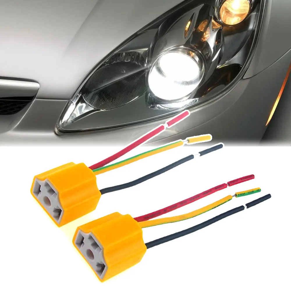 

2Pcs H4/HB2/9003 Car LED Headlight Ceramic Wire Wiring Harness Connector Sockets Adapter Plug Bulb Holder Car Lights Accessories