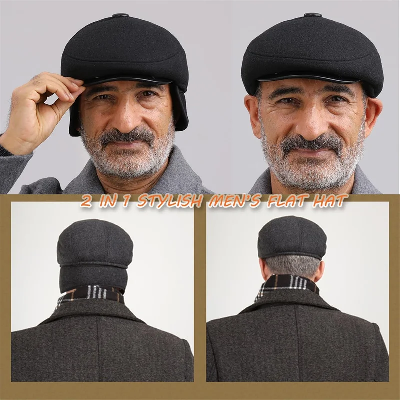Berets Elderly Autumn Winter Hat Warm Earflap Cap Vintage Flat Caps Elder Man Dad Hat With Ear Flap Beret
Berets Elderly Autumn Winter Hat Warm Earflap Cap Vintage Flat Caps Elder Man Dad Hat With Ear Flap Beret