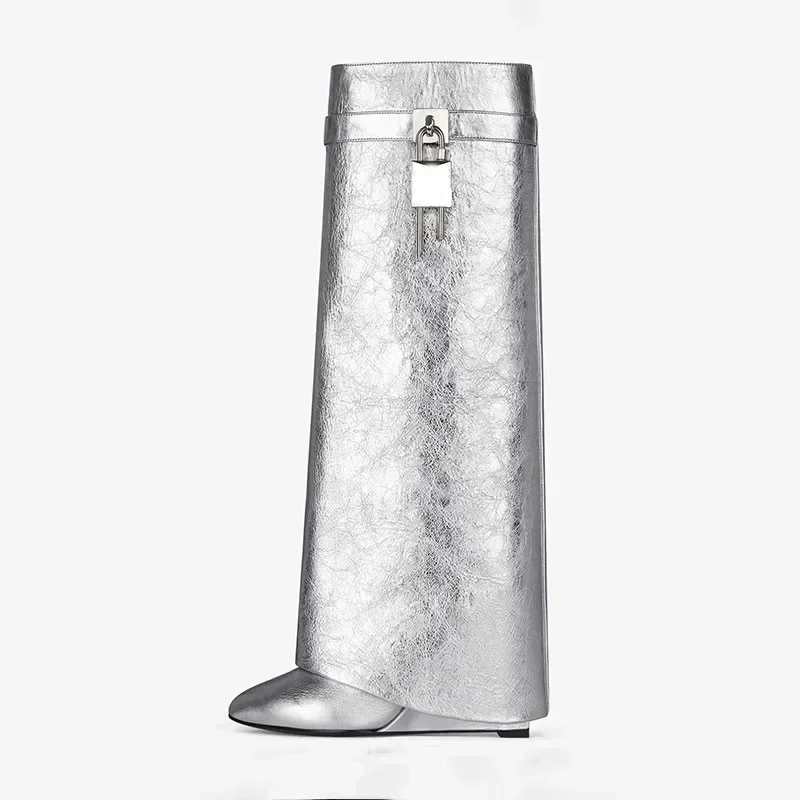 Women's New Knee High Boots Shark Lock Long Thick Soled High-heeled Boots Designer Luxury Brand Women's Leather Boots
Women's New Knee High Boots Shark Lock Long Thick Soled High-heeled Boots Designer Luxury Brand Women's Leather Boots
