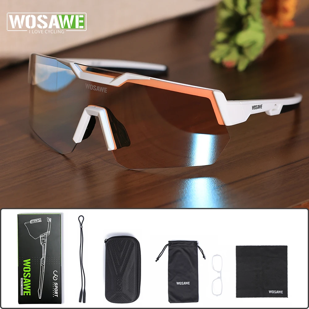 

WOSAWE Photochromic Cycling Glasses Bicycle Glasses Sports Men's Sunglasses MTB Road Bike Eyewear UV400 Safe Protection Goggles