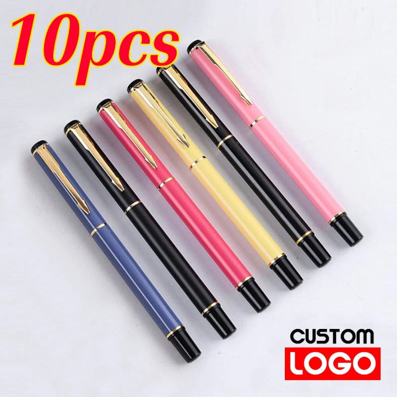 

10pcs Metal Ballpoint Pen Custom Logo Gift Advertising Pen Office Teacher School Stationery Wholesale Lettering Engraved Name