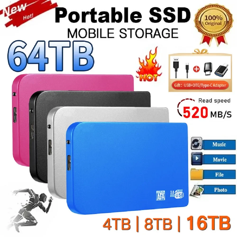 External Hard Disk 1TB USB 3.0 Interface Original Portable SSD 2TB High Speed Storage Hard Drive for Desktops/Laptops/Phones 
External Hard Disk 1TB USB 3.0 Interface Original Portable SSD 2TB High Speed Storage Hard Drive for Desktops/Laptops/Phones
