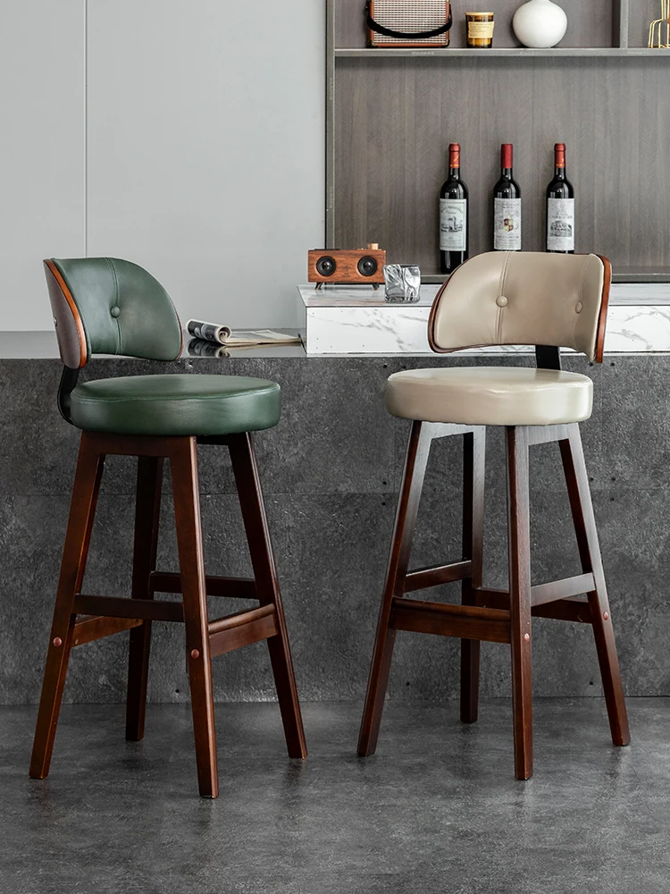 Solid Wood Bar Chairs Light Luxury Living Room Art Vintage Leather Bar Stools Backrests High Stool Modern Kitchen Counter Stools
Solid Wood Bar Chairs Light Luxury Living Room Art Vintage Leather Bar Stools Backrests High Stool Modern Kitchen Counter Stools