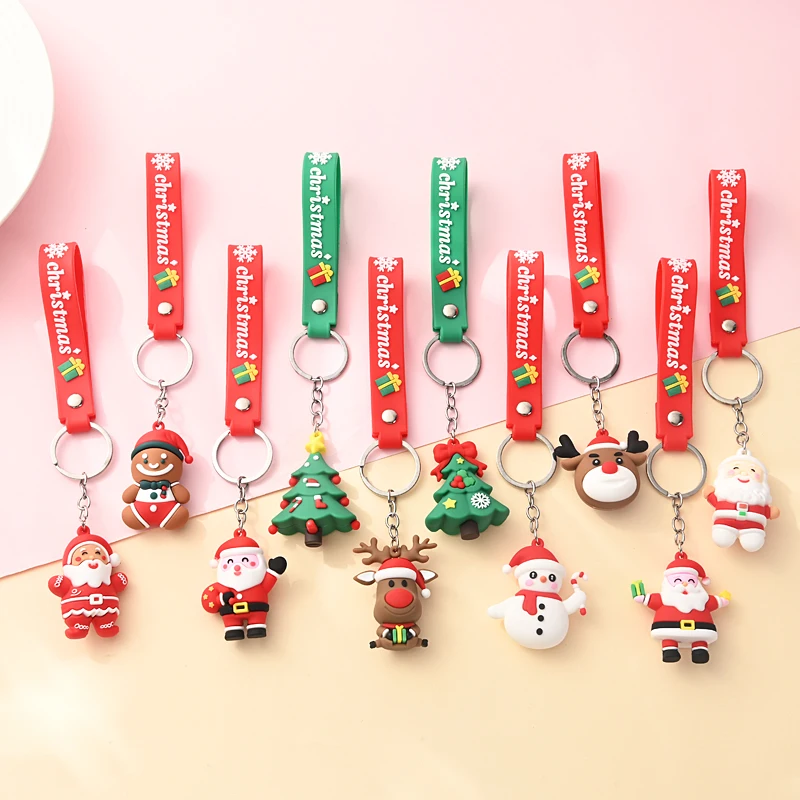 

Christmas Keychain Cute Cartoon Santa Claus Elk Pendant Doll Keyring Backpack Bags Ornaments Xmax New Year Key Chains