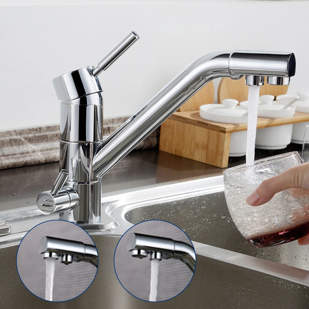 

Drinking Water Kitchen Faucet 3 in 1 Kitchen Sink Faucet Water Filtration Faucet Cold and Hot Bar Water Filter Faucet in Kitchen