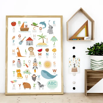 ABC 포스터 독일어 영어 포스터 및 인쇄 어린이 동물 학습 교육 사진 장식, 월 아트, 캔버스, 회화, 보육