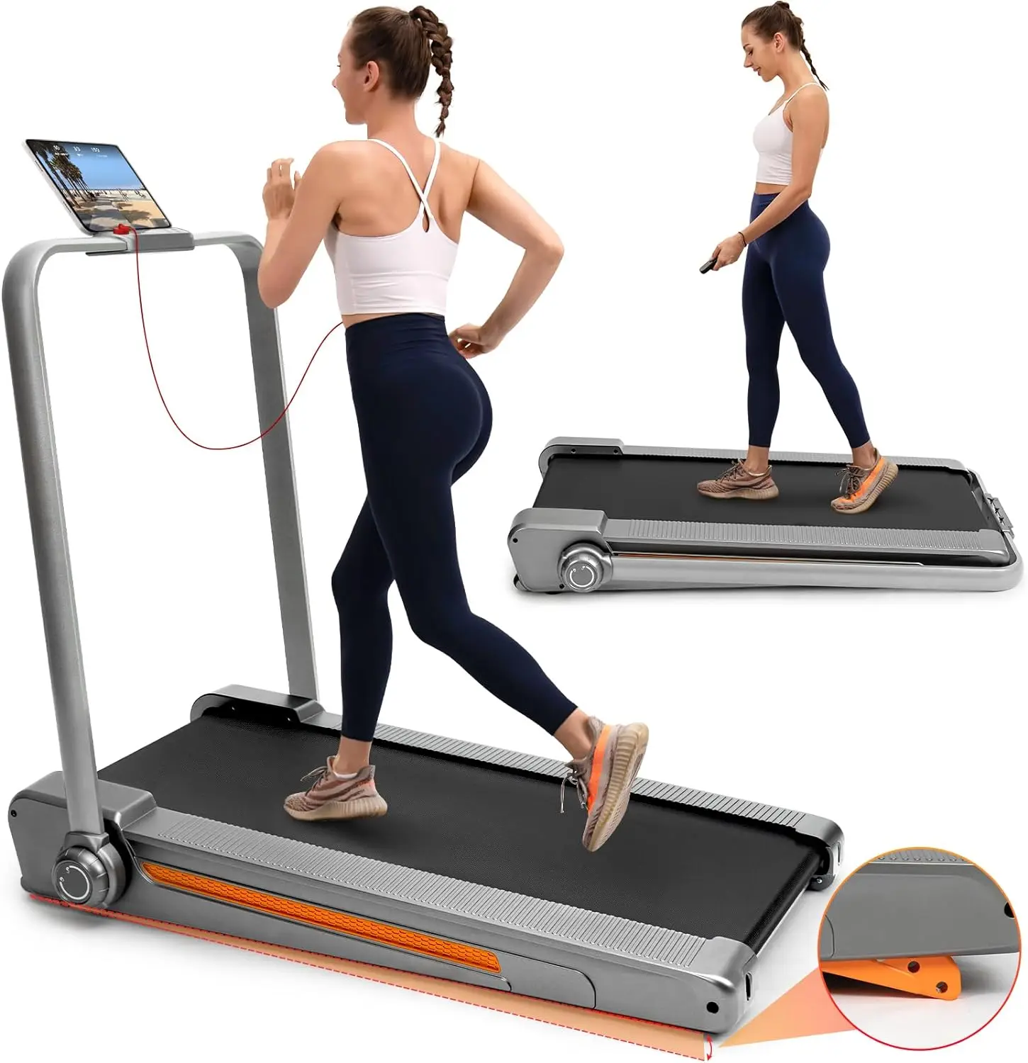 

2 in 1 Treadmill with Incline,Walking Pad Treadmill for Home Office,Under Desk Treadmill , 330 LBS Weight Capacity