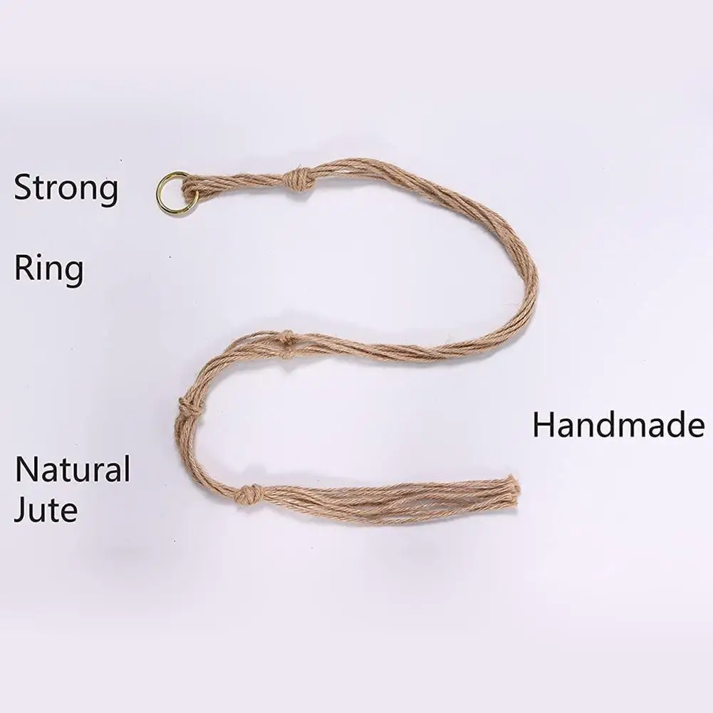 Natural Flax Macrame Plant Hanger - 35" Boho Garden Basket 16 Se7272a28f1fd4d308e184418ffe33a47V