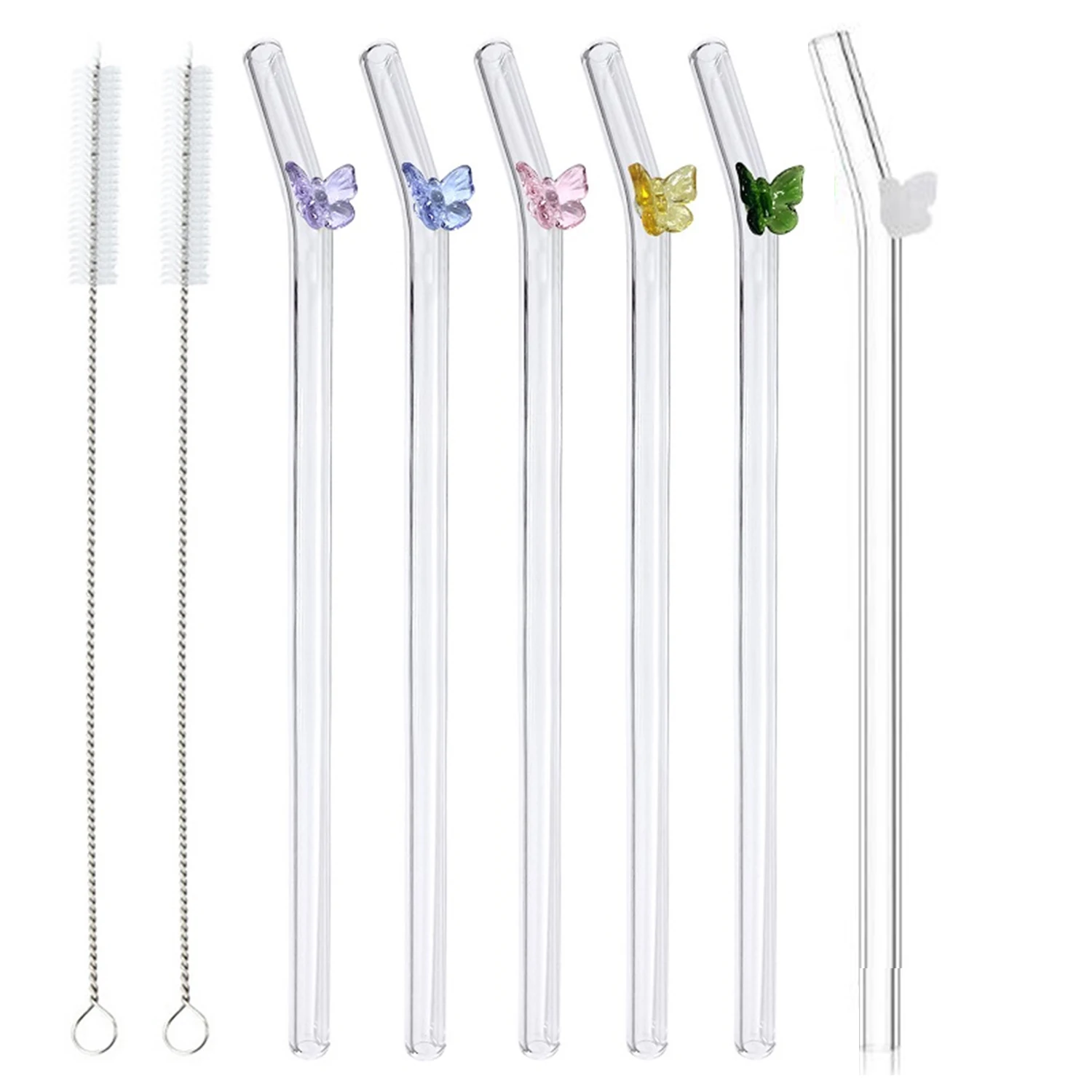 1PC/1 Set Reusable Glass Straws With Butterfly Eco Friendly Drinking Straws With Clean Brush For Cocktails Bar Accessory
1PC/1 Set Reusable Glass Straws With Butterfly Eco Friendly Drinking Straws With Clean Brush For Cocktails Bar Accessory