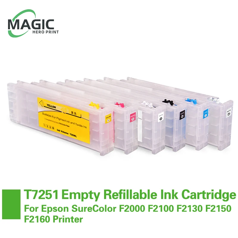 T7251-T7254 T725A Empty Refillable Ink Cartridge With Chip For Epson SureColor F2000 F2100 F2130 F2150 F2160 Printer
T7251-T7254 T725A Empty Refillable Ink Cartridge With Chip For Epson SureColor F2000 F2100 F2130 F2150 F2160 Printer