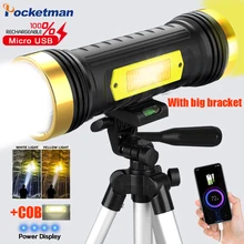 Brightest Led Flashlight White yellow Side COB Light Source Camping Flashlamp Power Bank Torch Built-in battery Lanterna
Brightest Led Flashlight White yellow Side COB Light Source Camping Flashlamp Power Bank Torch Built-in battery Lanterna