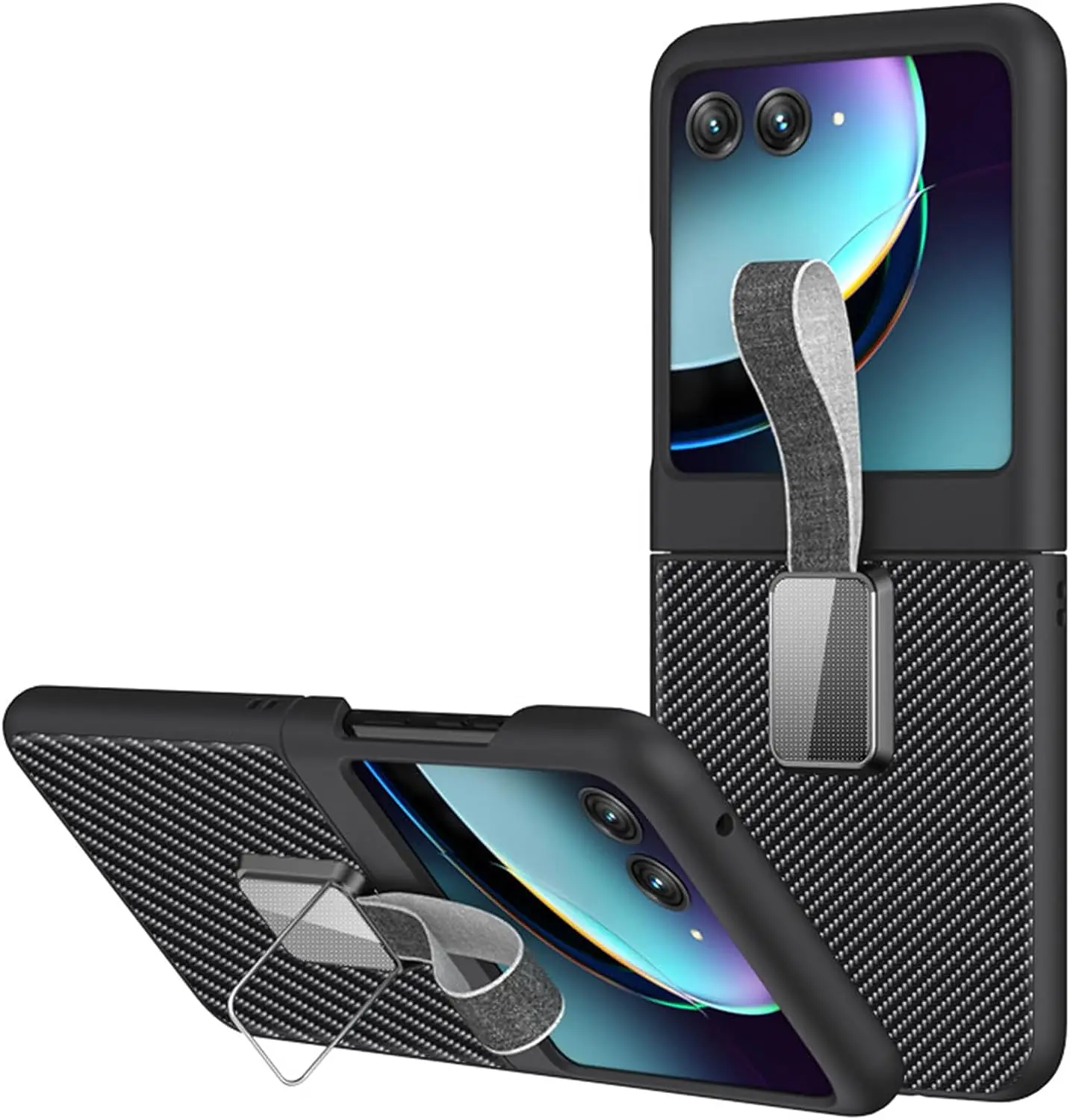 Чехол для Moto Razr 40 Ultra/40 Plus/40, тонкий чехол из углеродного волокна, противоударный чехол-подставка с кольцом 
Чехол для Moto Razr 40 Ultra/40 Plus/40, тонкий чехол из углеродного волокна, противоударный чехол-подставка с кольцом