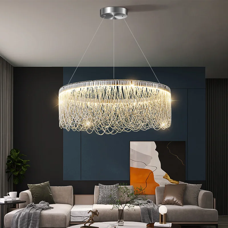 Modern Fringe LED Chandelier Tassel Aluminum Chain Lamp Light Living Room Suspension Luminaires Chrome Round/Oval Bedroom Lustre
Modern Fringe LED Chandelier Tassel Aluminum Chain Lamp Light Living Room Suspension Luminaires Chrome Round/Oval Bedroom Lustre