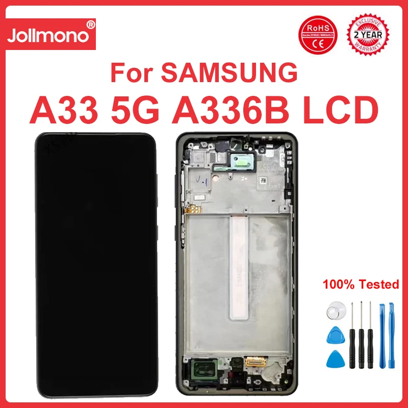 

Super Amoled Screen for Samsung Galaxy A33 5G A336 A336B A336E Lcd Display Digital Touch Screen With Frame for Samsung A33 5G