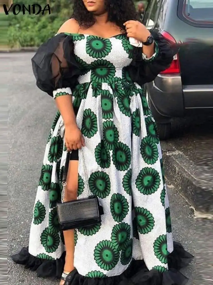 2023 VONDA Summer Bohemian Maxi Dress Women Vintage Lace Patchwork Vestidos Off Shoulder Sexy Floral Print Sundress Oversized
2023 VONDA Summer Bohemian Maxi Dress Women Vintage Lace Patchwork Vestidos Off Shoulder Sexy Floral Print Sundress Oversized