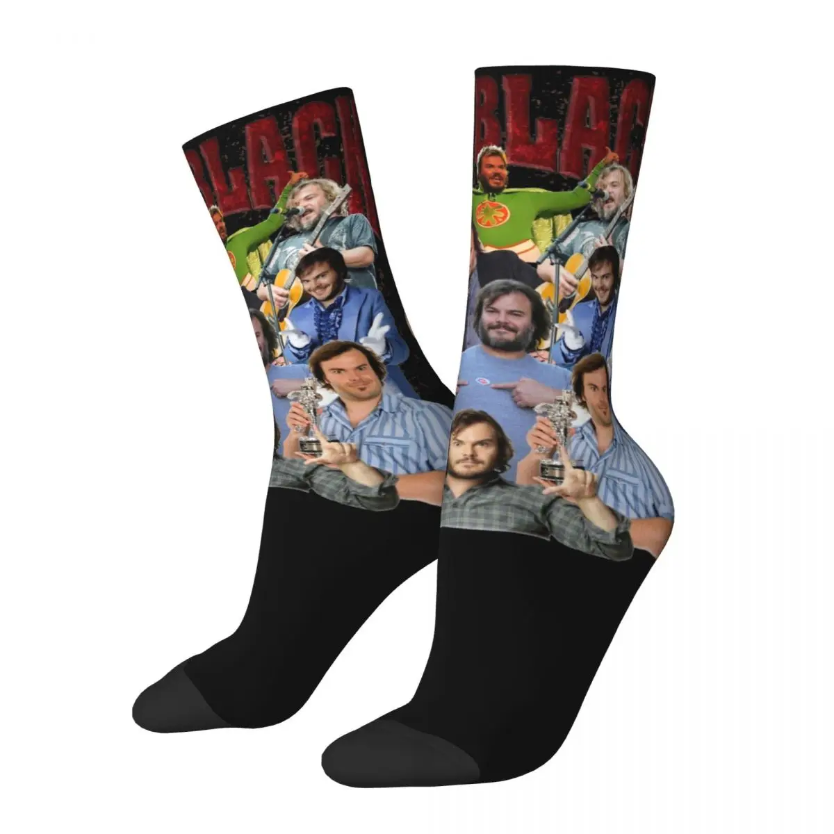 

Retro Jack Black Through The Years Crew Socks Sweat Absorbing Bootleg Graphic Middle Tube Socks Cute for Little Small Gifts