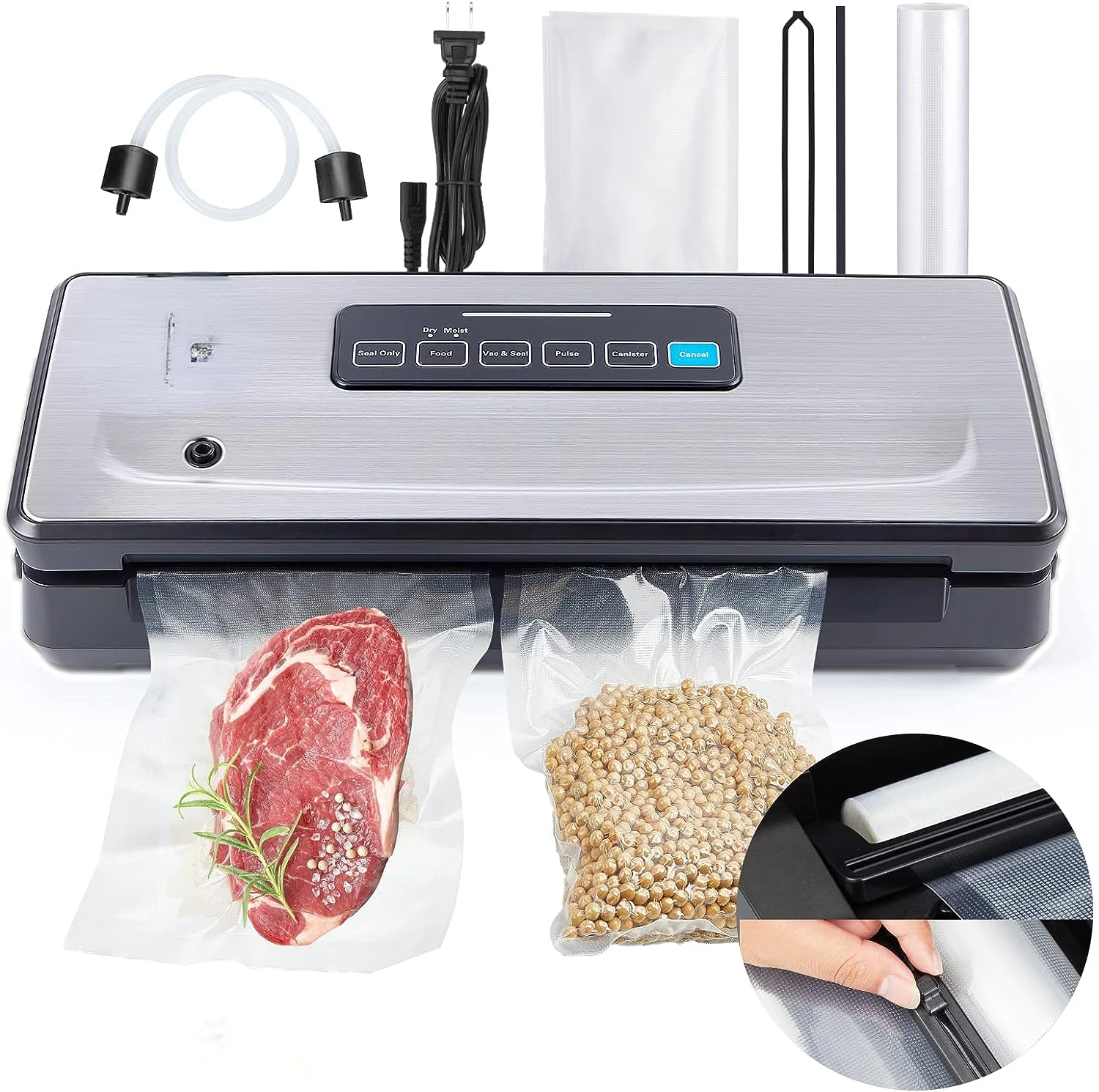 Sealer Vacuum Sealer Machine 10-In-1 with Full Starter Kit Built-in Cutter and Bag Storage(Up to 20ft), INKBIRD Moist/Dry/Pulse/
Sealer Vacuum Sealer Machine 10-In-1 with Full Starter Kit Built-in Cutter and Bag Storage(Up to 20ft), INKBIRD Moist/Dry/Pulse/