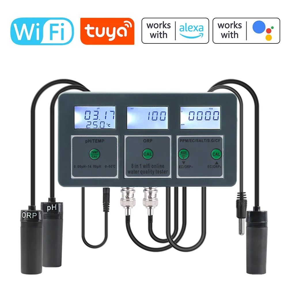 Tuya WiFi Water Quality Tester 8 In 1 S.G/PH/EC/ORP/TDS/CF/SALT/TEMP Measuring Analyzer DIY Water Quality Detector Water Monitor
Tuya WiFi Water Quality Tester 8 In 1 S.G/PH/EC/ORP/TDS/CF/SALT/TEMP Measuring Analyzer DIY Water Quality Detector Water Monitor