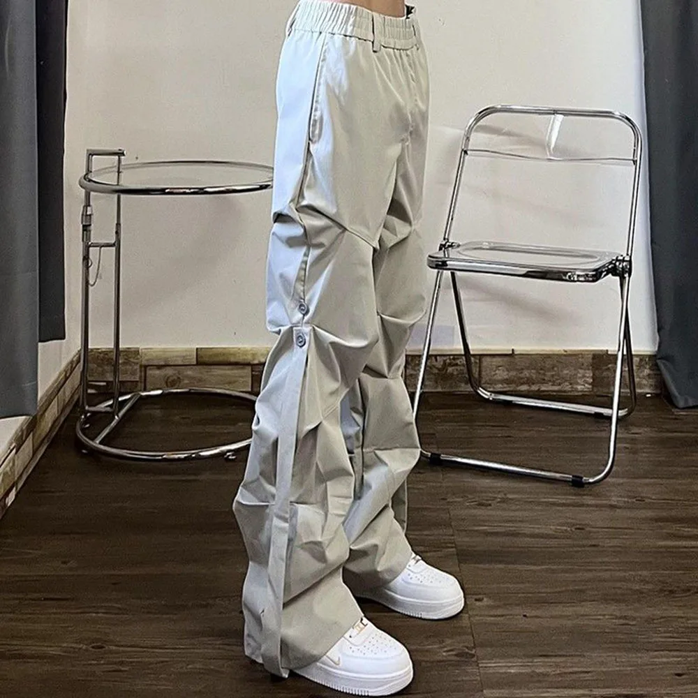 

Harajuku Joggers Women Sweatpants Streetwear Hip Hop Fashion High Street Pleated Overalls Men's Pant Loose Straigt Trousers