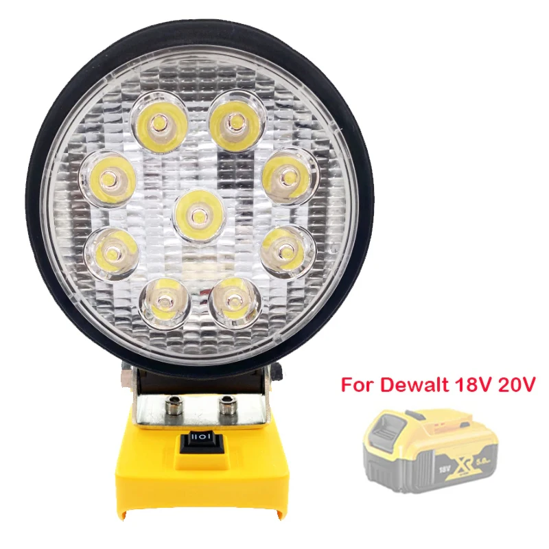 

For Dewalt 18V 20V Lithium Battery LED Work Light Powered Light 27W Flashlights Spotlight Cordless Handheld LED Light