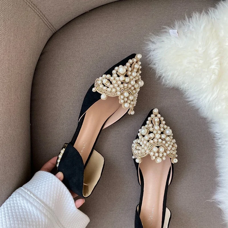 New Crown Pearl Flats Women Wedding Shoes Pointed Toe Female Dress Moccasins Low Pearl Heel Ladies Fashion Luxury Style 43
New Crown Pearl Flats Women Wedding Shoes Pointed Toe Female Dress Moccasins Low Pearl Heel Ladies Fashion Luxury Style 43