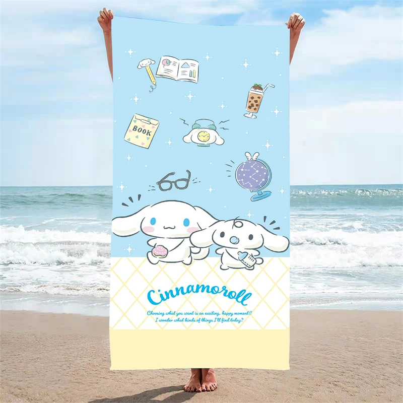 

Новое милое пляжное полотенце Kuromi Sanrio Cinnamoroll, различные дизайны для мужчин, женщин, мальчиков и девочек, приморские ванные комнаты, комнаты отеля