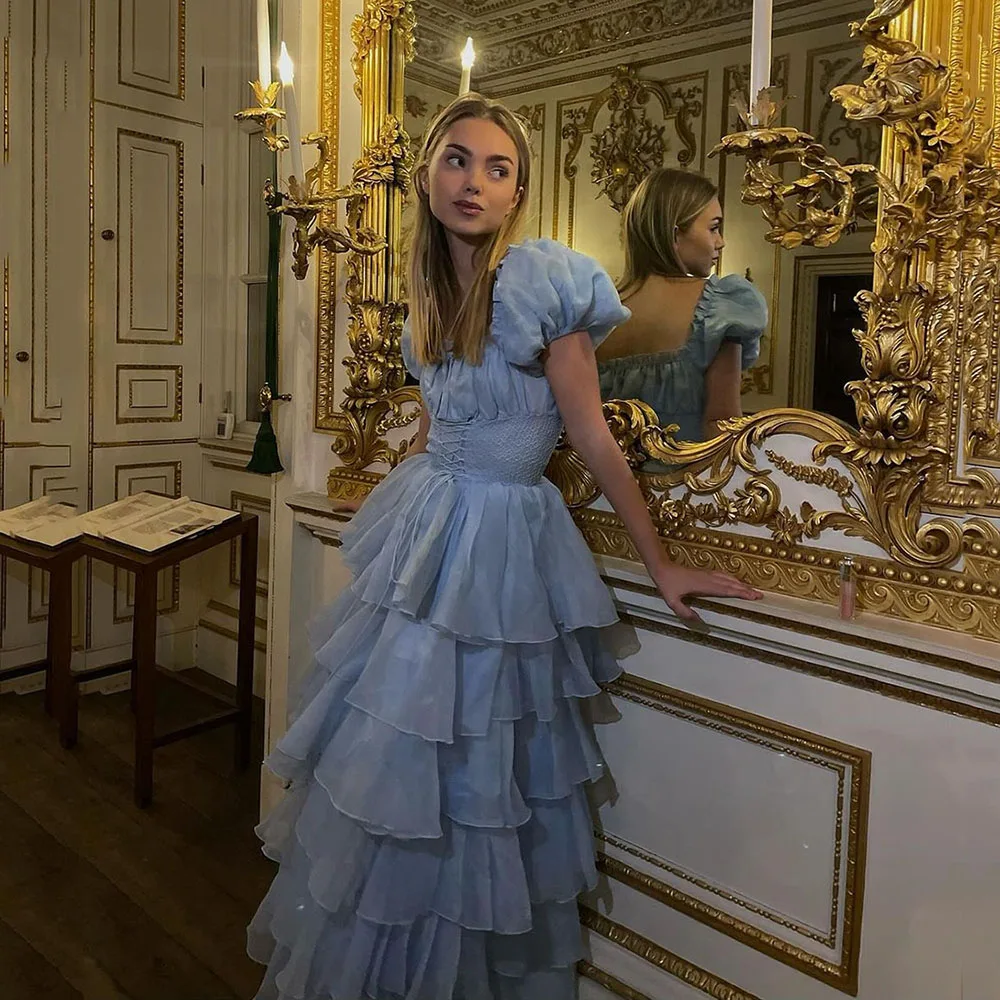 Msikoods Blue Fairy Prom Dresses Empire Waist Short Sleeves Evening Dresses Tiered Long Homecoming Formal Dress Party Gowns
Msikoods Blue Fairy Prom Dresses Empire Waist Short Sleeves Evening Dresses Tiered Long Homecoming Formal Dress Party Gowns