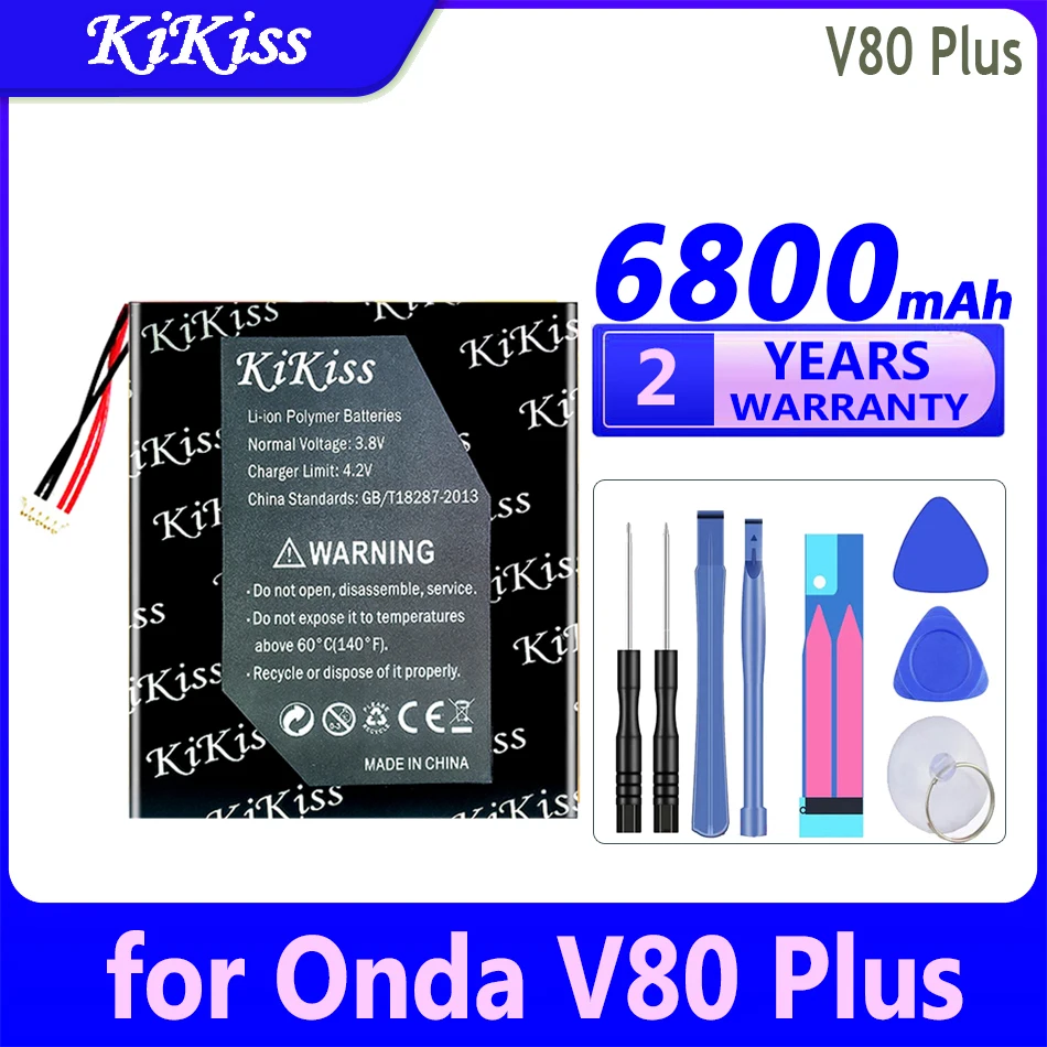 Мощная батарея 6800 мАч KiKiss V80 Plus (5-проводная вилка) для Onda V80Plus OC801 OI100 V80SE OI101 
Мощная батарея 6800 мАч KiKiss V80 Plus (5-проводная вилка) для Onda V80Plus OC801 OI100 V80SE OI101