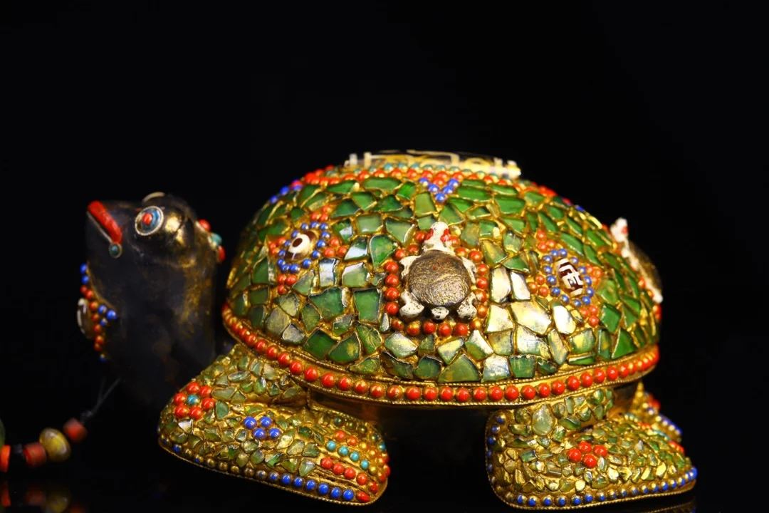 8"Tibetan Temple Collection Natural meteorite Mosaic Gem gZi Beads Amass wealth turtle Old Turtle Amulet Dharma Town House
8"Tibetan Temple Collection Natural meteorite Mosaic Gem gZi Beads Amass wealth turtle Old Turtle Amulet Dharma Town House