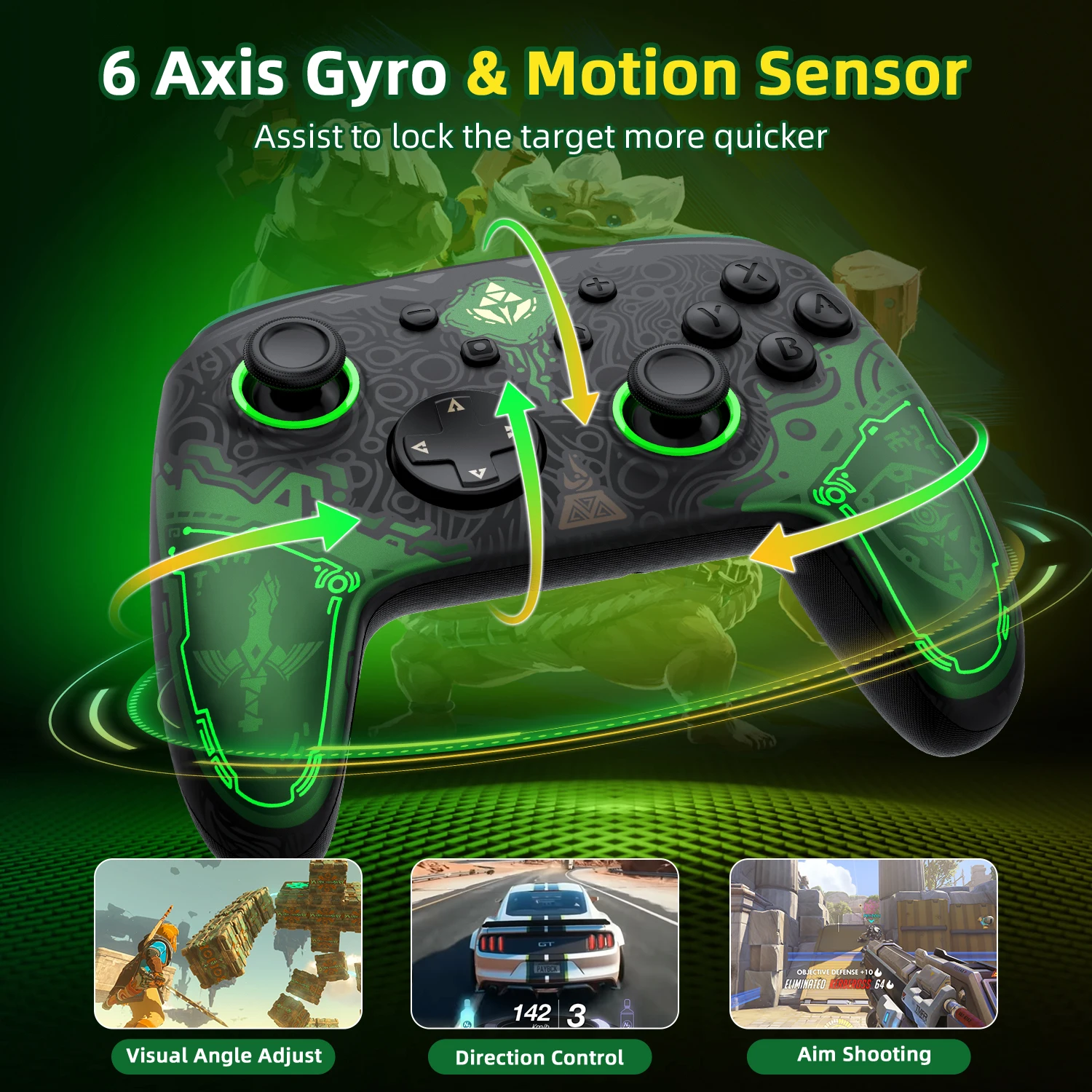 IINE Falcon Zelda Pro Controller Wake Up Support NFC Amiibo Compatible Nintendo Switch/Switch OLED/PC Steam
IINE Falcon Zelda Pro Controller Wake Up Support NFC Amiibo Compatible Nintendo Switch/Switch OLED/PC Steam