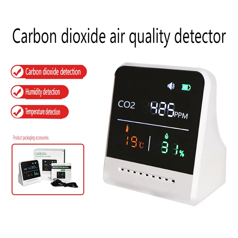 

USB Charging Carbon Dioxide Air Quality Detector Temperature and Humidity Environment Monitor CO2 Gas Concentration