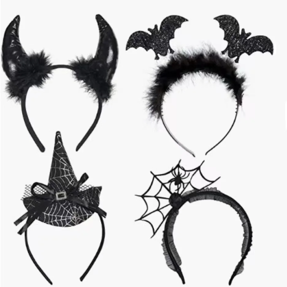 

Halloween Devil Hair Band Halloween Party Decoration Spider Web Witch Dance Headband Photo Props Ghost Festival Bat Head Hoop