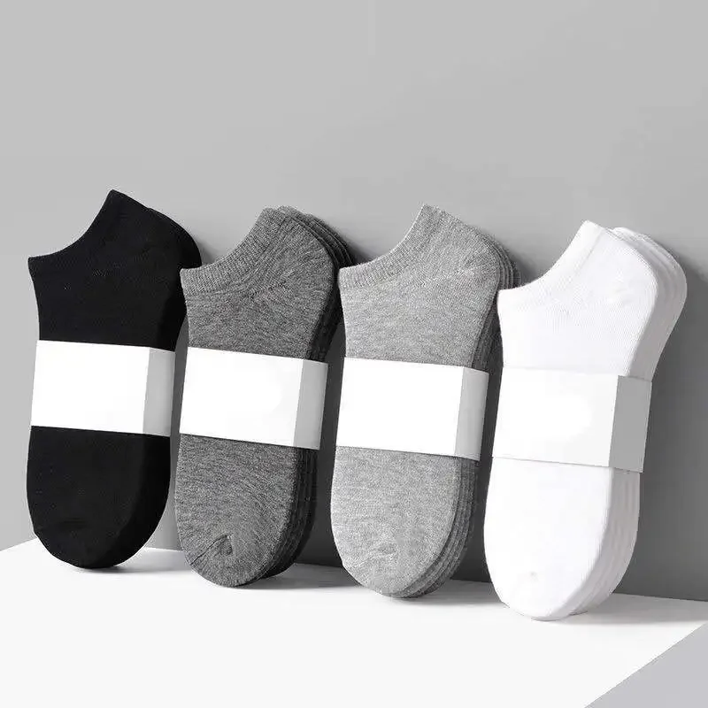 

10 Pairs and 5Pairs Women's Socks Solid Color White Black Ankle Socks Breathable Sports Comfortable Cotton Floor Socks for Women