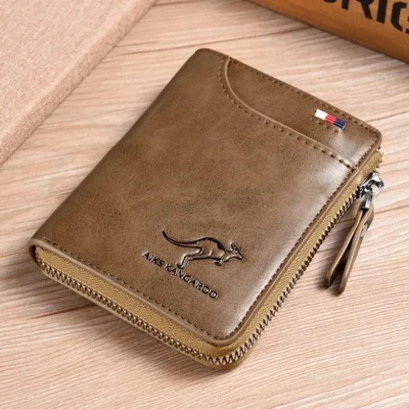 

RFID Vintage Business Credit Card Holder Case Anti-Theft Clutch Short Men's Leather Wallet Large Capacity