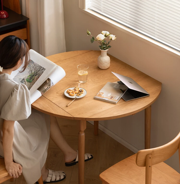 Folding round table, solid wood dining table, small apartment bar table, modern simplicity, Nordic cherry wood
Folding round table, solid wood dining table, small apartment bar table, modern simplicity, Nordic cherry wood