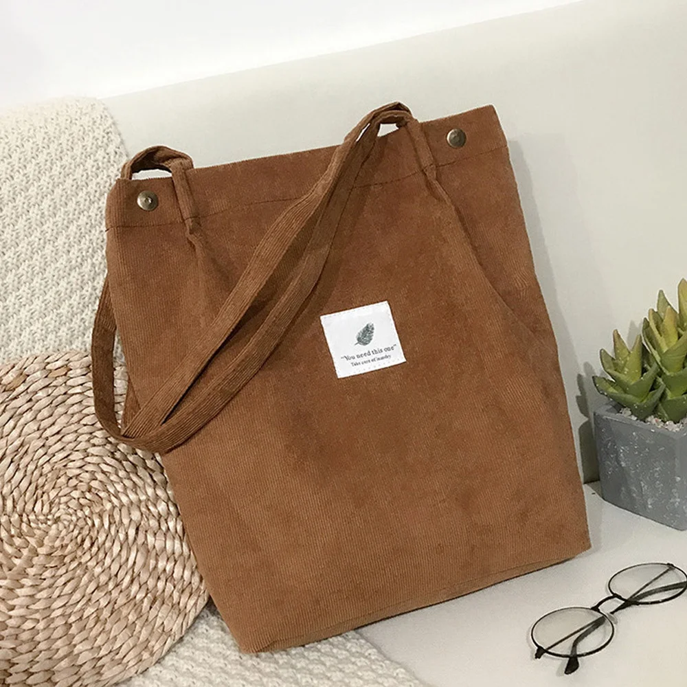 Corduroy Shoulder Bag for Women Cotton Cloth Female Handbag Solid Color Eco Shopping Orangnizer Reusable Shopper Casual Tote Bag
Corduroy Shoulder Bag for Women Cotton Cloth Female Handbag Solid Color Eco Shopping Orangnizer Reusable Shopper Casual Tote Bag
