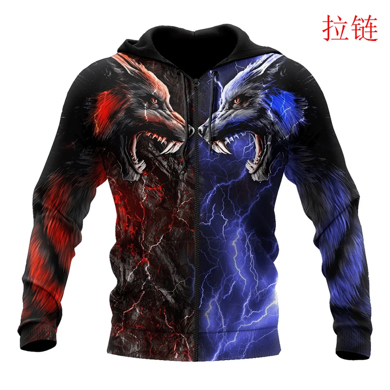 

Red and blue wolf 3D All Over Printed Unisex Deluxe Hoodie Men Sweatshirt Streetwear Zip Pullover Casual Jacket Tracksuit