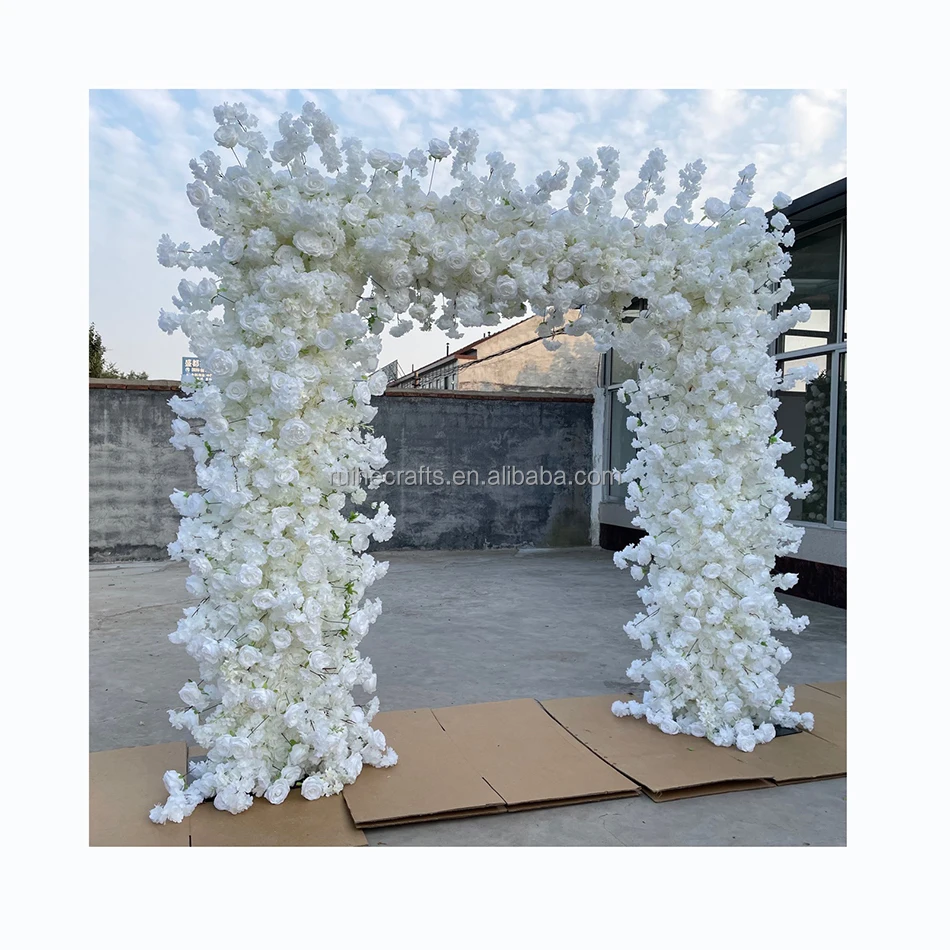 

Other wedding decorations rayon white rose hydrangea wall background wedding arch wedding party decoration