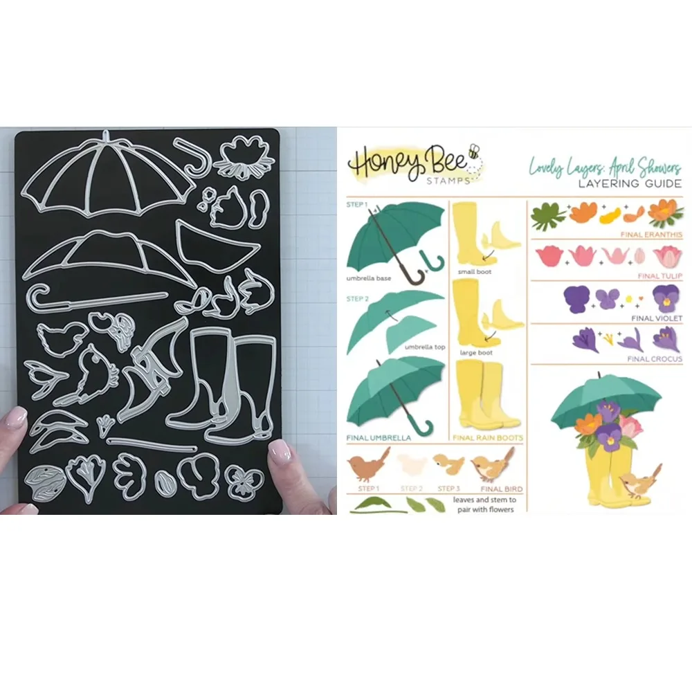 

Rainy Birds Metal Cutting Data Slimline Essentials Scrapbooking Card Stencil Cut Die for DIY Handmade Card Crafts
