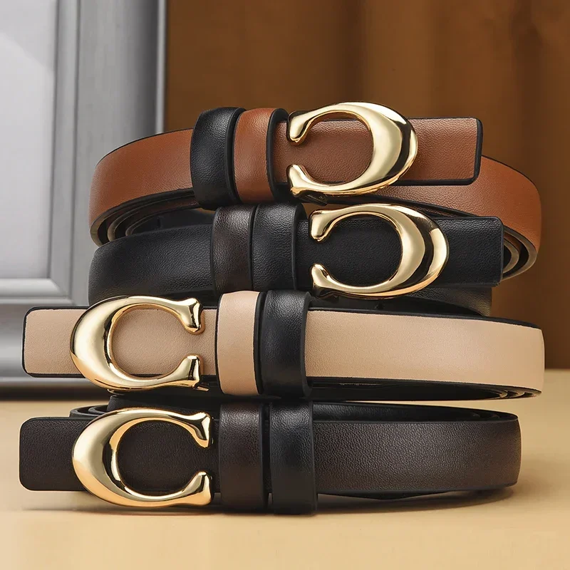 

Temperament Women's Fashion Letter Buckle Thin Belt with Detachable Double Sided Cowboy Belt As A Gift for Mother and Girlfriend