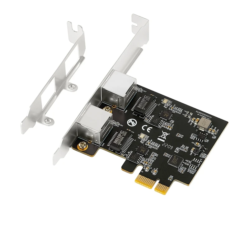 

2.5G Gigabit Network Card Adapter With 2 Ports Black Plastic+Metal RJ45 LAN Computer Controller Card