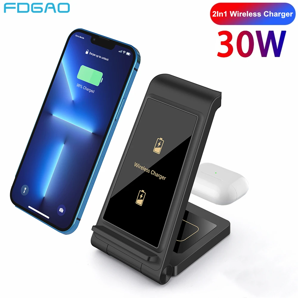 30W 2 In 1 Wireless Charger Stand Pad For iPhone 14 13 12 11 XS X 8 Airpods Pro Samsung S22 S21 Dual Fast Charging Dock Station
30W 2 In 1 Wireless Charger Stand Pad For iPhone 14 13 12 11 XS X 8 Airpods Pro Samsung S22 S21 Dual Fast Charging Dock Station