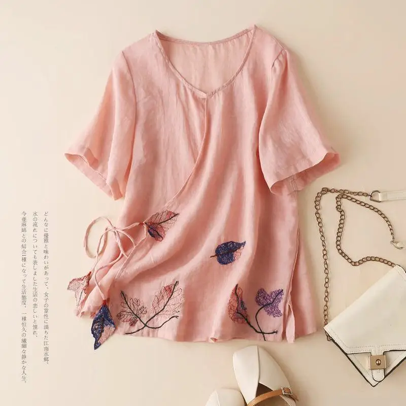2023 Summer New Women Retro Embroidery Cotton Linen Shirt Loose Plus Size All-match Blouse Irregular Shirt Tide Free ER8990
2023 Summer New Women Retro Embroidery Cotton Linen Shirt Loose Plus Size All-match Blouse Irregular Shirt Tide Free ER8990