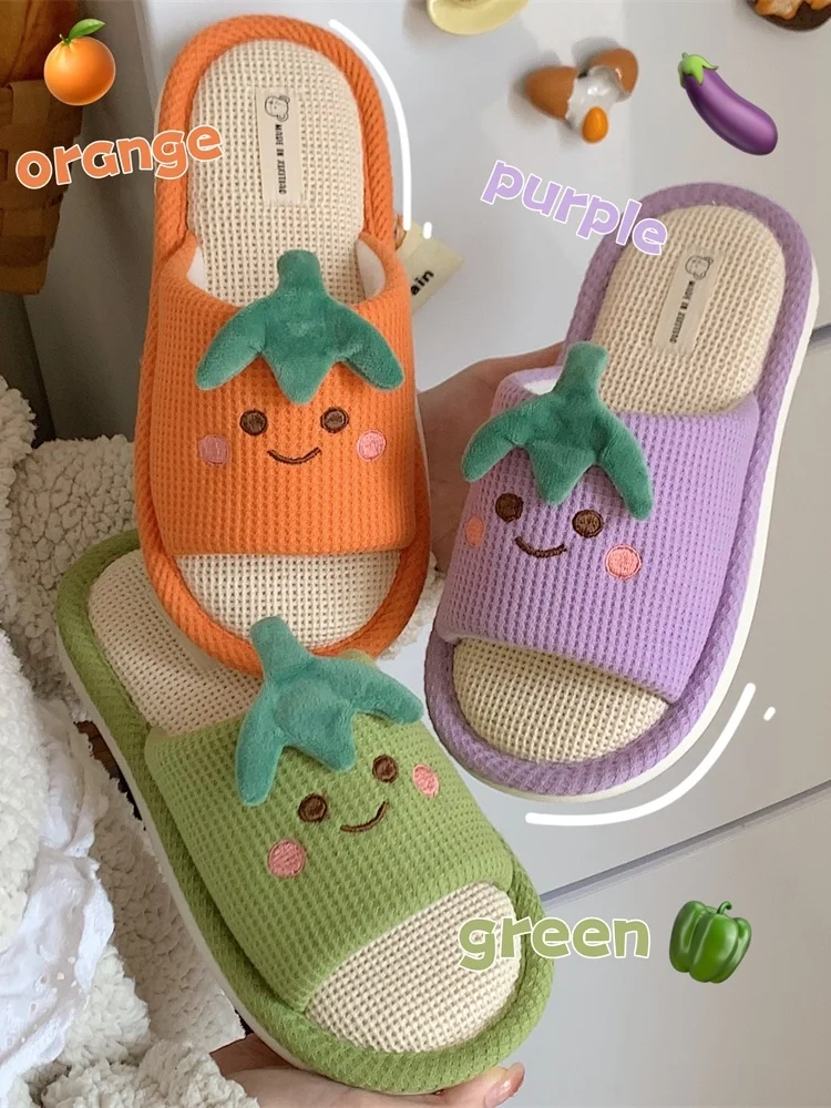 Funny Vegetables Eggplant Linen Slippers Women Four Seasons Universal Bedroom Non Slip Soft Sole Cotton Home Slipper 2023 Summer
Funny Vegetables Eggplant Linen Slippers Women Four Seasons Universal Bedroom Non Slip Soft Sole Cotton Home Slipper 2023 Summer