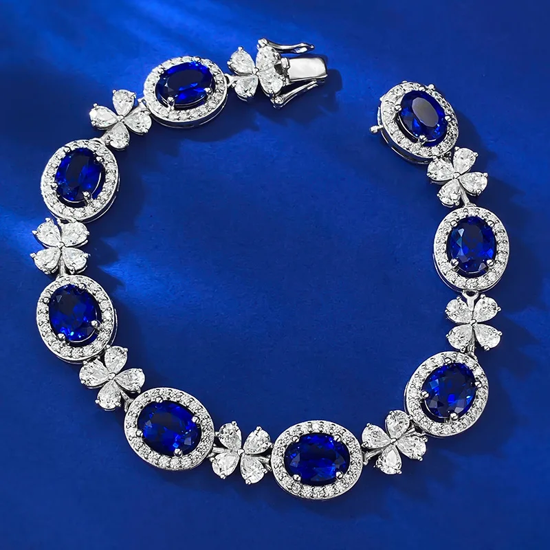Queen Royal Sapphire Diamond Bangle Bracelet 100% Real 925 Sterling silver Wedding Bracelets For Women Men Engagement Jewelry
Queen Royal Sapphire Diamond Bangle Bracelet 100% Real 925 Sterling silver Wedding Bracelets For Women Men Engagement Jewelry