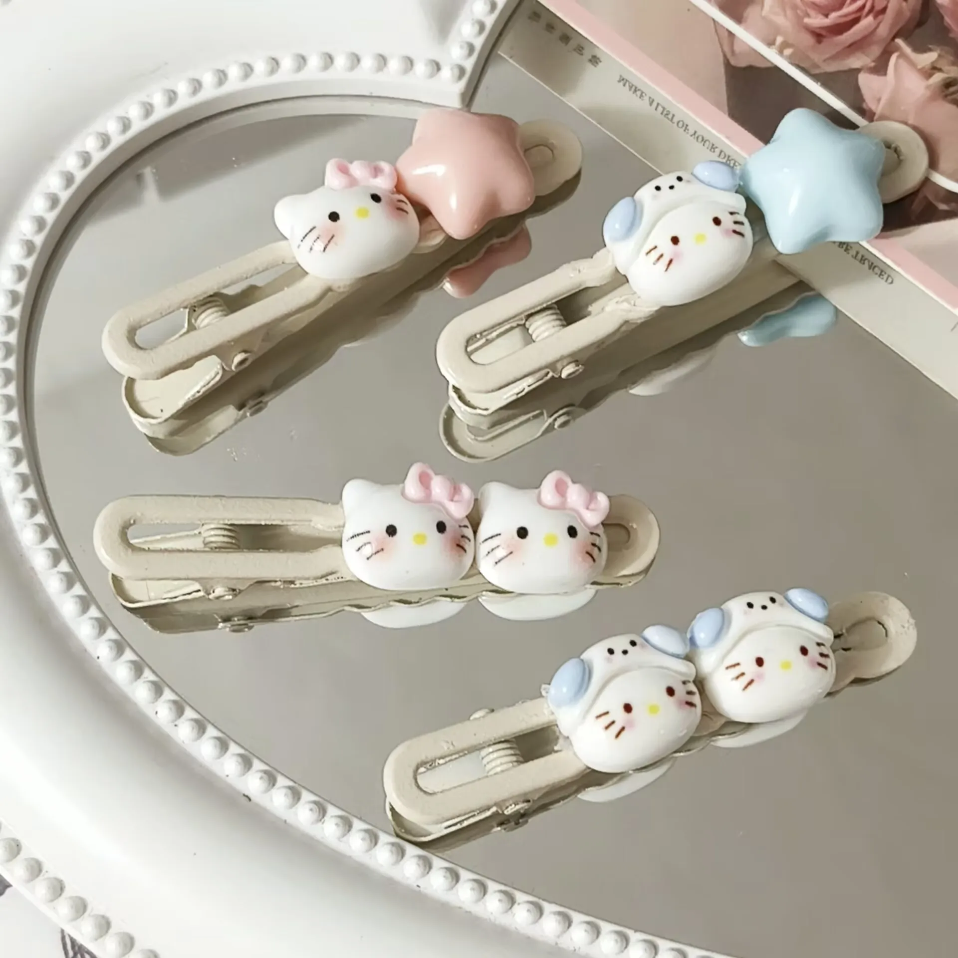 Cute Sanrio Hello Kitty Hair Clip Children's Cartoon Cat Stars Hairpin Accessories for Girls Kawaii Hair Card Decoration Gifts
Cute Sanrio Hello Kitty Hair Clip Children's Cartoon Cat Stars Hairpin Accessories for Girls Kawaii Hair Card Decoration Gifts